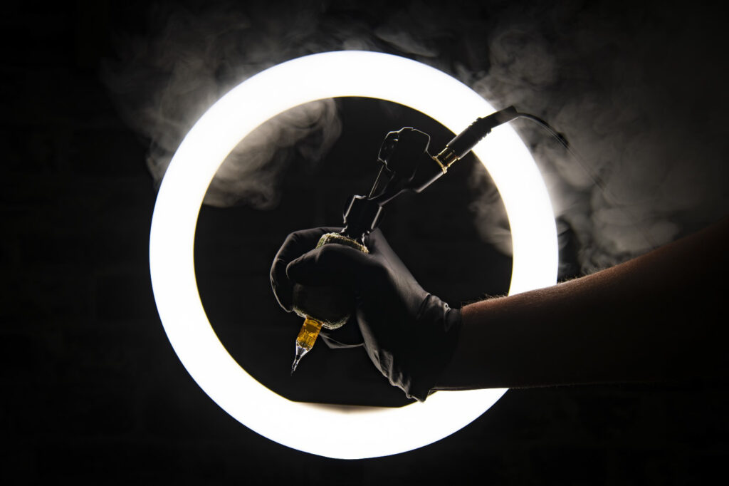 dermographe devant ringlight